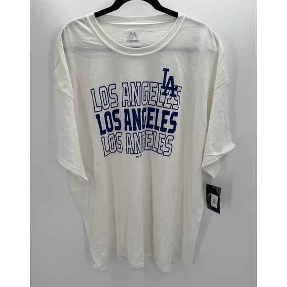 Majestic Los Angeles LA T Shirt MLB Mens 3XL New Licensed White Blue - Picture 1 of 6